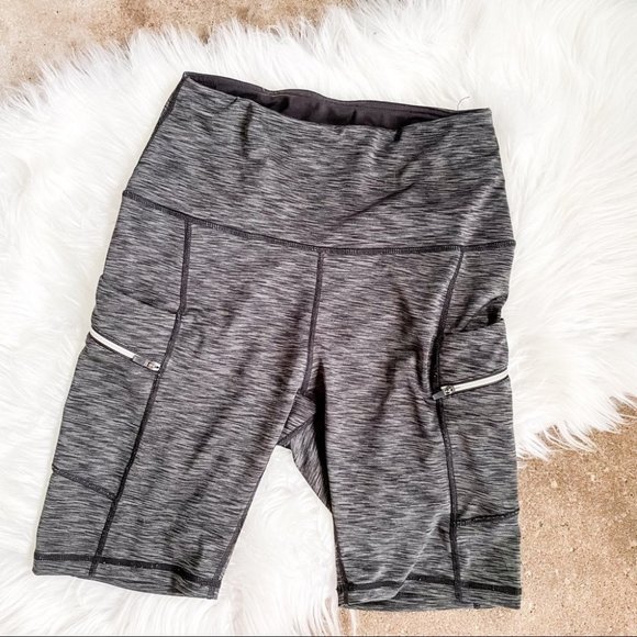 Pants - Black and Gray Heather Biker Shorts